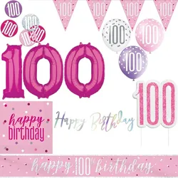 100. Geburtstag Deko pink silber Party Dekoration Set Geburtstagsdeko Jubiläum