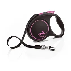 FLEXI Automatik-Leine Black Design M Gurt 5 m rosa