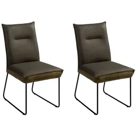 G + K Polsterstühle 2er Set DOSSO, Grün- Schwarz - Webstoff - Metall - mit Steppung - 2er Set