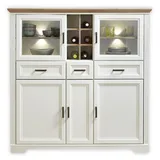 Innostyle Highboard 143 x 150 x 42 cm Weiß / Pinie hell / Artisan Eiche Optik