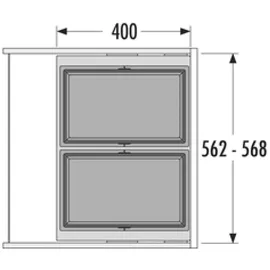 Livingpoint24 Einbaumülleimer 60 cm Grau