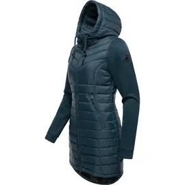 Ragwear Damen, Übergangsjacke leichte lang Steppjacke mit weichen Ärmeln und Kapuze Sandrra Long Petrol Gr. S - S