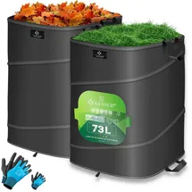 Kesser KESSER® Pop-Up-Gartensack Laubsack Gartenabfallsack inkl. Handschuhe Selbststehend mit Griffen Stabil Robust | Faltbar Laubsäcke Rasenschnitt Gartensäcke für Gartenabfälle Grünschnitt