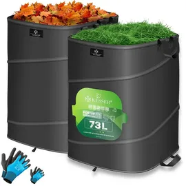 Kesser KESSER® Pop-Up-Gartensack Laubsack Gartenabfallsack inkl. Handschuhe Selbststehend mit Griffen Stabil Robust | Faltbar Laubsäcke Rasenschnitt Gartensäcke für Gartenabfälle Grünschnitt