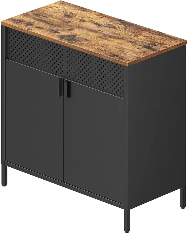 Ochama Metall-Aufbewahrungsschrank mit Tür, verstellbarem Einlegeboden, platzsparendes Sideboard, Schwarz
