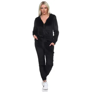 Damen Nicki Freizeitanzug Hausanzug Jogginganzug Nicki-Anzug mit Kapuze; Schwarz/2XL - Schwarz - XXL