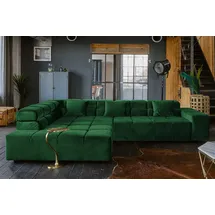 KAWOLA Sofa NEVADA Ecksofa Velvet smaragd Recamiere links - Grün