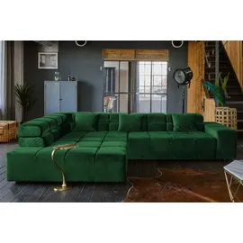 KAWOLA Sofa NEVADA Ecksofa Velvet smaragd Recamiere links - Grün