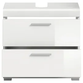 xonox.home Waschbeckenunterschrank 2 Schubladen 60 x 56 x 34 cm Weiß Hochglanz
