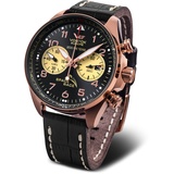 Vostok Europe Herren Analog Quarz Uhr mit Leder Armband 6S21-325B668, Schwarz