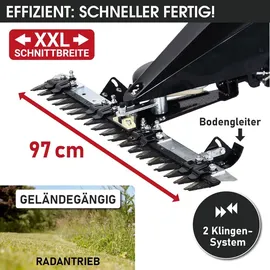 Brast Balkenmäher Benzin 3,5kW(4,8PS) mit Antrieb Schnittbreite 97cm Luft-Bereifung mit Geländeprofil Rasenmäher Hochgrasmäher Wiesen-Mäher 196ccm