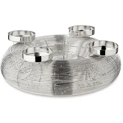 EDZARD Adventskranz Verona, Edelstahl glänzend vernickelt, Durchmesser 30 cm, für Stumpenkerzen ø 6 cm