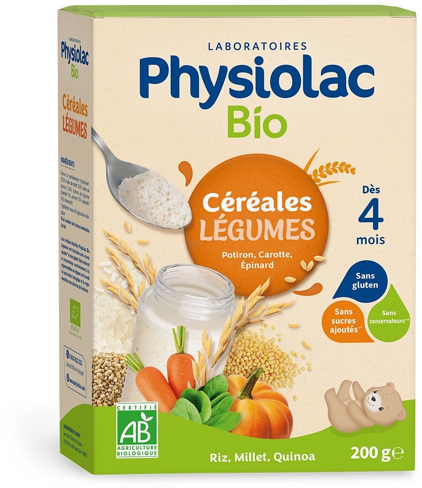 Physiolac Bio Céréales Légumes Dès 6 mois 200 g Muesli