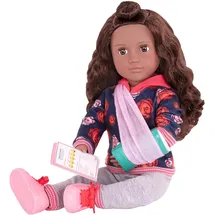 Our Generation - Keisha mit 2 Outfits, Patientin, Gipsarm, braune Haare, braune Schlafaugen, beweglich, 46cm - ab 3 Jahren - 45333, Mehrfarbig