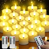 daphomeu LED Teelichter mit Fernbedienung 24 Stück, Flammenlose LED Kerzen mit Auto-Timerfunktion, Elektrische Kerzen für Hochzeiten Partys Halloween Weihnachten Heimdekoration