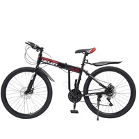 26 Zoll Mountainbike MTB Gefaltetes Fahrrad Rennrad Citybike für Damen & Herren mit 21 Gang & Scheibenbremse Fahrrad Balck/Rot Hochkohlenstoffstahl