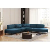 Fun Möbel Ecksofa Designersofa VALENCIA in Stoff Scala Blau Universal - Blau