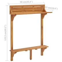 vidaXL Balkon-Stehtisch 90 x 37 x 122,5 cm Braun