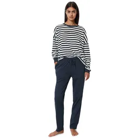 Marc O'Polo Damen Mix&Match Long Pyjama Set, Navy/White, S EU