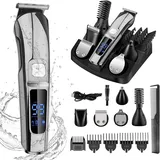 Haarschneidemaschine Profi, Bartschneider Herren, 2 Geschwindigkeiten, LED Bildschirm, Bodygroomer Wasserdichter 11 in 1