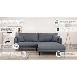 Home Affaire Ecksofa HOME AFFAIRE "ALEXANDRIA mit Recamiere rechts oder links bestellbar, moderne Bezüge", beige (creme), B:246cm H:86cm T:190cm, 100% Polyester, Sofas, Ecksofa, L-Form mit Wellenunterfederung, Maße: B/H/T 246/86/190 cm