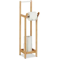 Relaxdays Toilettenpapierhalter stehend, Bambus, ohne Bohren, Ersatzrollenhalter Toilettenpapier, 72x17,5x24