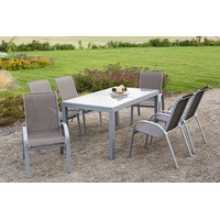 Merxx Amalfi Set 7-tlg. Tisch 220 x 90 cm inkl. Stapelsessel taupe