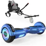 HITWAY Balance Scooter 6.5 Zoll Hoverboards Hoverkart Mit Sitz und Bluetooth und LED-Blitz, 15 km/h, mit einem Go-Kart können Sie mehr Spaß haben. blau|schwarz