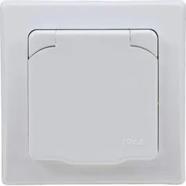 ChiliTec DELPHI Schutzkontakt-Steckdose IP44, 250V/ 16A, inkl. Rahmen, UP, weiß, 2 Stk - Schwarz