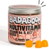 BADAGOOM Multivitamin Omega 3 gummies - 60 Stk. Gummies Herzgesundheit - Zuckerfrei 13 Vitamine & Mineralstoffe - wertvolles veganes Omega 3 - Glutenfrei - Orangengeschmack - Omega 3 Gummibärchen