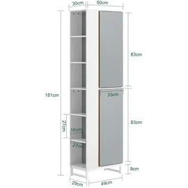 SoBuy Hochschrank Hellgrau BHT ca: 50X181X30cm