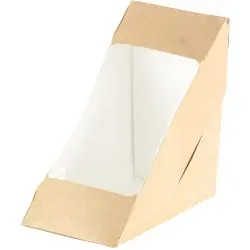 DUNI Einweggeschirr, Sandwichbox Bio mit PLA Fenster, 590 ml 194565 , 1 Karton = 650 Stück, braun