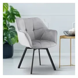 CLP 2er Set Esszimmerstuhl Jordi Samt dunkelgrau