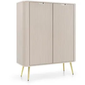 Deine Möbel 24 Hochkommode 103 x 129 x 39 cm Creme / Gold