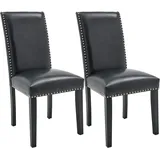 MODERION Esszimmerstühle Nail-Heads Trim, Edles Design, Kunstleder-Bezug, Stuhlbeine aus Massivholz, bis 150 kg belastbar, bequemer Polsterstuhl - Moderner Küchenstuhl, Stuhl Esszimmer (1, schwarz)