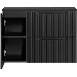 Lomadox Badmöbel Waschtisch-Unterschrank 90 cm schwarz Waschbeckenschrank Badschrank 2 Schubkasten Auszüge 1 Tür, B/H/T ca. 90,4/59,5/40 cm