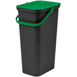 Tontarelli – 40 l Moda-Modell-Mülleimer mit Griff (schwarzer Eimer – grüner Deckel)
