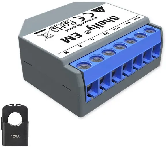 Shelly Messaktor EM (Single Phase) mit 1x 120 A Klemme - WLAN - Smart Home - Kompatibel mit amazon Alexa & Google Home