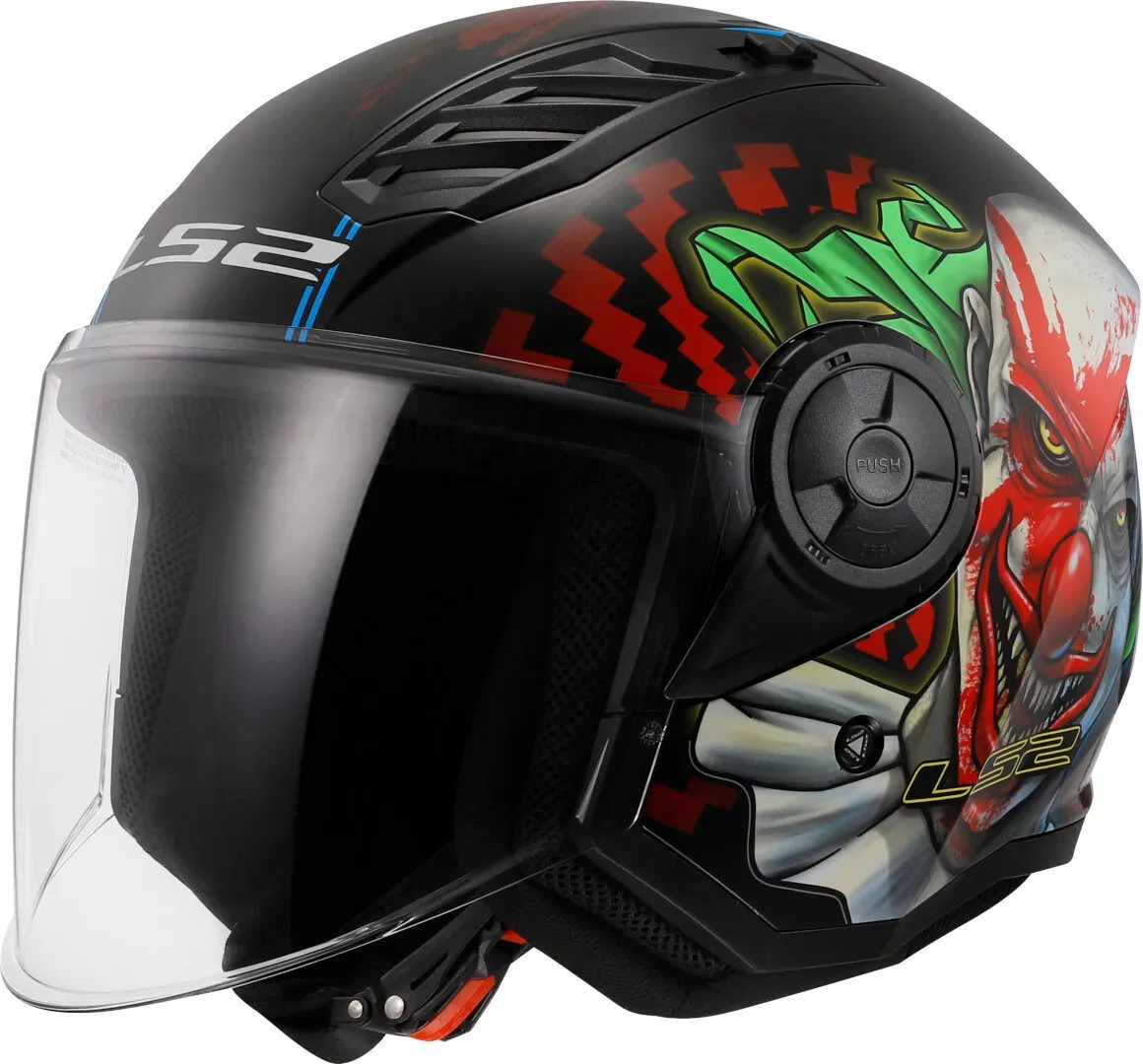 LS2 OF616 Airflow II Happy Dreams Jet Helm, zwart-wit-rood, M Voorman