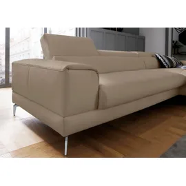 W.Schillig Ecksofa »piedroo, Designsofa mit tollem Sitzkomfort, bequem und elegant, L-Form«, Kopfteilverstellung, wahlweise mit Sitztiefenverstellung, Breite 343cm braun