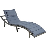 Sonnenliege Strandliege Polyrattan XXL Gartenliege Relaxliege Anthrazit-Grau