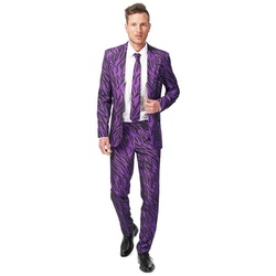 SuitMeister Kostüm SuitMeister Pimp Tiger, Für coole Typen: ausgefallener Party Anzug mit Tigermuster lila S