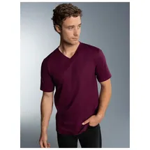 TRIGEMA T-Shirt "TRIGEMA V-Shirt DELUXE Baumwolle", Herren, Gr. S, rot (sangria), Single Jersey, 100% Baumwolle, Basic, lang, V-Ausschnitt, Shirts T-Shirt