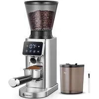 AMZCHEF Kaffeemühle Elektrisch mit 48 Mahlgraden, Antistatik-System, Touchpanel,300g Bohnenbehälter, Edelstahlgehäuse, Kegelmahlwerk für Espresso, Filterkaffee