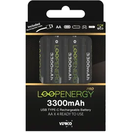Verico LoopEnergy Pro, AA Mignon 1,5 V, 2220 mAh, USB-C 4er-Pack