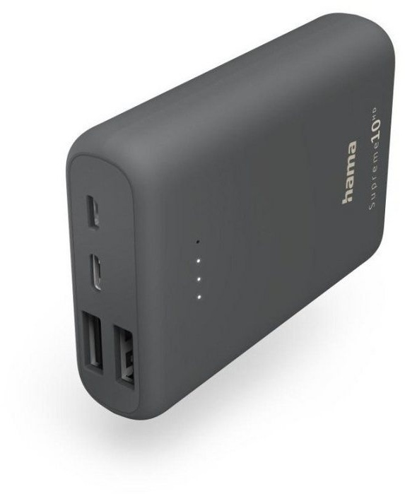 Hama Power Pack "Supreme 10HD" 10000mAh, 3 Ausgänge: 1x USB-C, 2x USB-A, Solar Powerbank