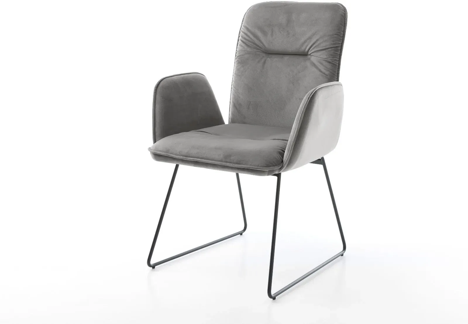 DELIFE Chaise-de-salle-à-manger Vinja-Flex velours gris pied trapèze noir, Chaises de salle à manger