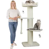 Happy Pet Premium Kratzbaum Grosse Katzen Stabil 'Freddy' – 150 cm Großer Katzenbaum Creme