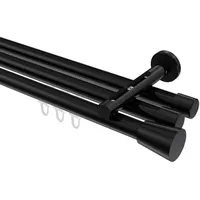 Interdeco GARDINENSTANGE INNENLAUF Siteno Sitra 480 cm (geteilt in 3 x 160 cm), 3-läufig, 20 mm Ø Schwarz