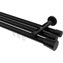Interdeco GARDINENSTANGE INNENLAUF Siteno Sitra 480 cm (geteilt in 3 x 160 cm), 3-läufig, 20 mm Ø Schwarz